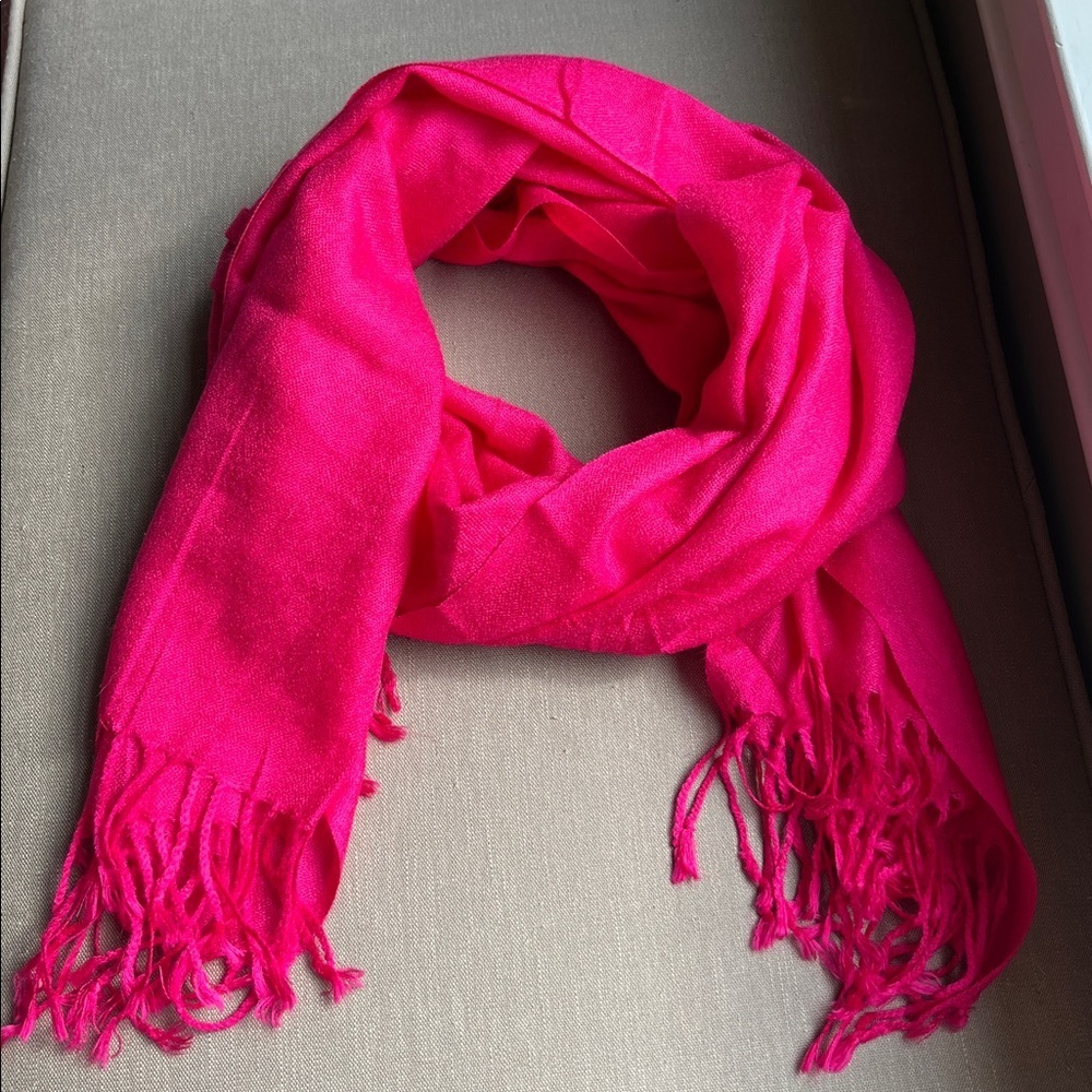 Bright Fuchsia Fringe Scarf